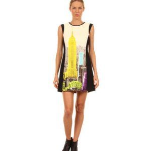 Tibi New-York City Empire On Urban Silk Cotton Manhattan Skyscrapers Mini Dress